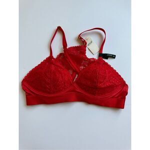 Size 32B Aerie Real Power Wireless Push up Paisley Lace Bra Holiday Red